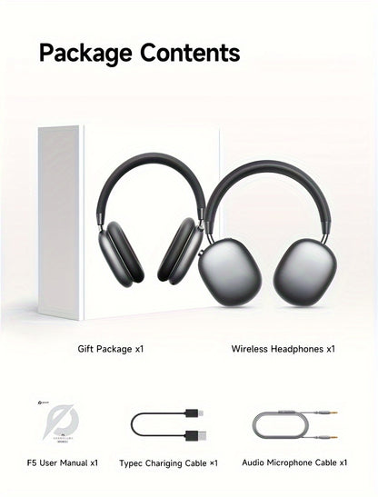 Picun F5 Hybrid ANC Wireless Headphones with 45dB Noise Cancellation, Wireless 5.4 Low-Latency, Spatial Audio, Hybrid ANC/Passive Mode, -C/, Compatible with PC/Laptop/Tablet/Skiing Headphones, 3.5mm Cable & Built-in Mic