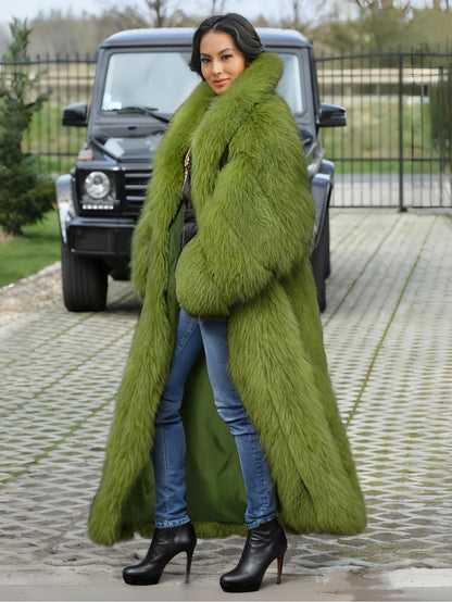 FHILLINUO Chic Women'S Faux Coat | Long Length, Solid Color, Single Breasted, with Pockets, Comfortable and Warm for Fall/Winter