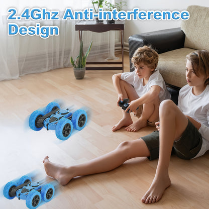 Remote Control Car, RC Toy Vehicle for Kids Ages 6-12 Years Old, 4WD Dual-Sided 360° Flip Stunt with 2.4GHz LED Lights and All-Terrain High Speed - Birthday Gift Idea or Holiday Present (Christmas Halloween Easter)