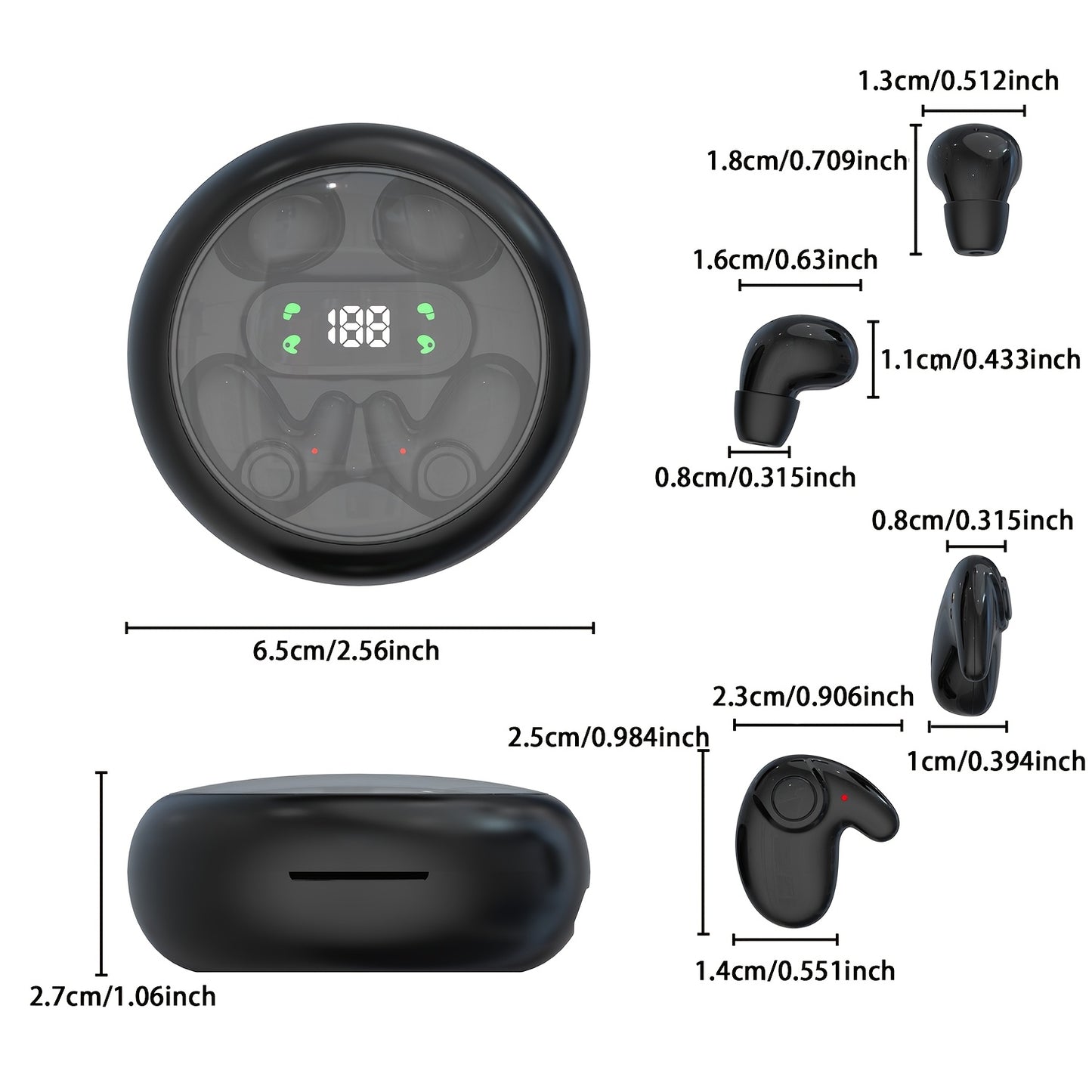 2 Pairs Of In Ear Wireless Wireless Earbuds, Invisible Mini Sleep Earbuds, Long Battery Life, Comfortable To Wear, High Fidelity Sound Quality, Intelligent Noise Reduction, Bass Loop, Touch Control, Digital Display Screen, Of