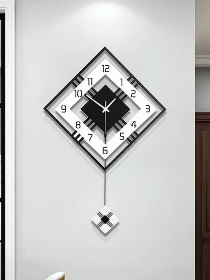 [Silent Wall Clock] Silent Modern Black Acrylic Wall Clock | Digital Display, Fantasy-Themed Design, No-Drill Installation for Living Room, Bedroom, or Dining Room Decor