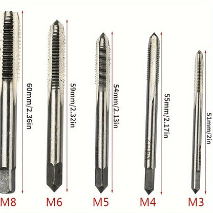 5pcs Stainless Steel Tap and Die Set with Chrome-Plated Wrench - Precision Thread Cutting Tools for Metalworking and Gear Repair, Ideal for Projects, Metalworking Tools|Sleek Metallic Finish|Durable Construction, Metalworking