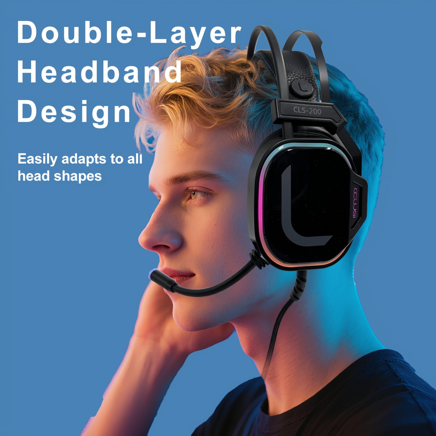 Colusi Gaming Headset with Microphone & Noise Cancellation, RGB Lighting, Wired PC Headset for PS4/PS5, Laptop, USB-Powered, Volume Control, Push Button, Closed-back Design, Sound Isolation, Plastic Material, Tangle-free Cabl