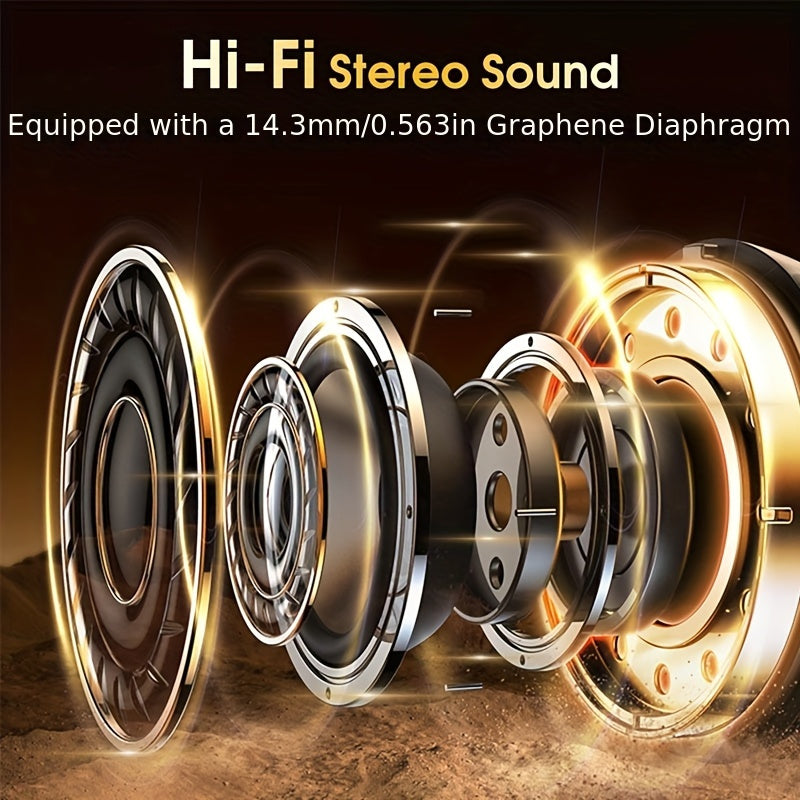 2025 New HD65 Endurance Wireless Headphones Aptkdoe Sports Cordless Headphones, Wireless 5.3 Headphones, 50H Stereo HD Microphone, LED Display, Sports/running Hook Cordless Headphones, Long Life, Intelligent Noise Reduction