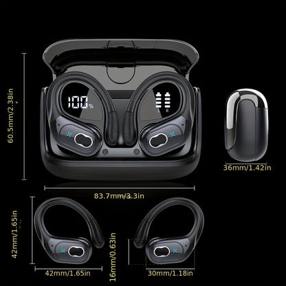 2025 New HD65 Endurance Wireless Headphones Aptkdoe Sports Cordless Headphones, Wireless 5.3 Headphones, 50H Stereo HD Microphone, LED Display, Sports/running Hook Cordless Headphones, Long Life, Intelligent Noise Reduction