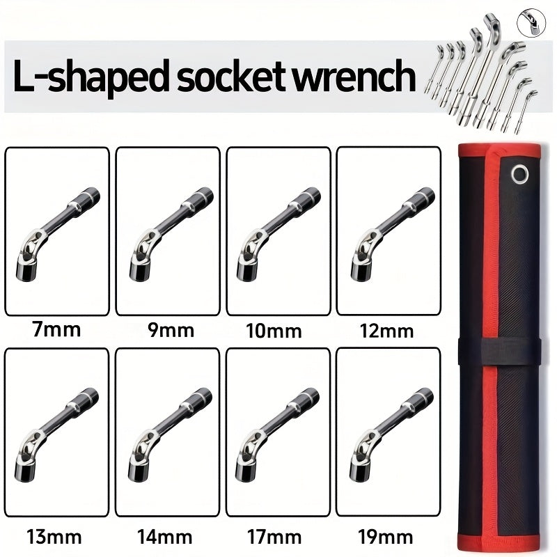 8pcs L-Shaped Socket Wrench Set, Metric 6-19mm L-Shaped Hex Key Set, L-Shaped Double-Ended Socket Wrench, Suitable for Automotive Maintenance, Construction, Furniture Care and Maintenance, Daily Maintenance