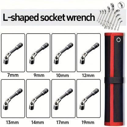 8pcs L-Shaped Socket Wrench Set, Metric 6-19mm L-Shaped Hex Key Set, L-Shaped Double-Ended Socket Wrench, Suitable for Automotive Maintenance, Construction, Furniture Care and Maintenance, Daily Maintenance
