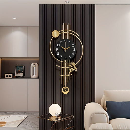 Modern Minimalist Large Wall Clock with Golden Black White Beige Face & Japanese Quartz Movement - Silent Non-Ticking - Large Number Display for Nursery,, Bedroom - Elegant Golden Hands & Arabic Numerals (Low Voltage