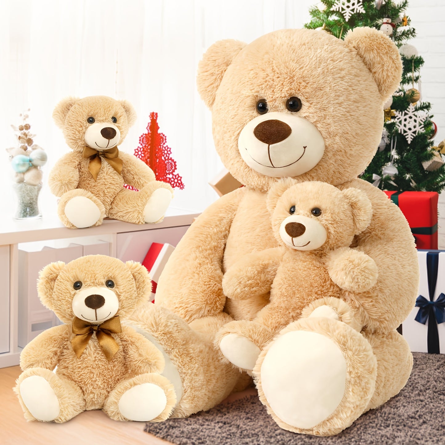 MaoGoLan Giant Teddy Bear Mommy And Baby Bear Soft Plush Bear Stuffed Animal for Teddy Bear Baby Shower, Tan, 39 Inches,  Cute Stuffed Animal, Huggable Plushie, Cozy Plush, Highquality Stuffing, Large Teddy Bear, Animal Lover