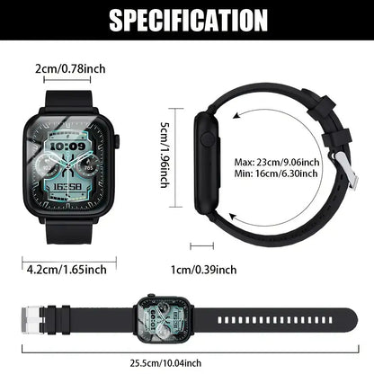 Smart Watch for Men And Women, 1.83inch HD Screen Full Touch Screen, Call & Message Functions, Pedometer, Multiple Sports Modes, Water, Compatible with IOS/Android Devices, Simple Style, Ideal Gift for Any Occasion
