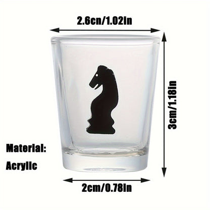 32pcs Chess-Themed Shot Glass Drinking Game Set - Acrylic Chess Board Glasses for Adults, Durable Bar Party Supplies with Storage Case, Family Game Night & Strategy Board Game Accessories