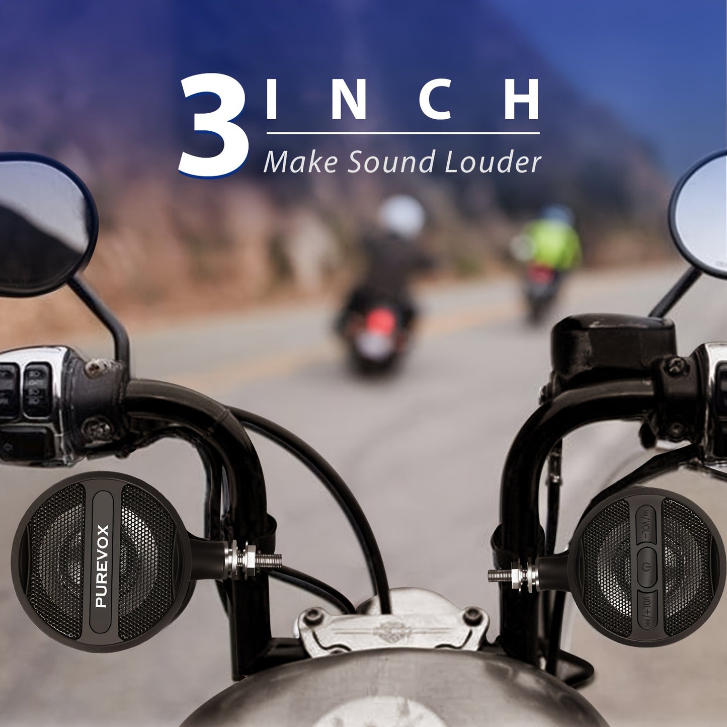 Motorcycle Speakers Waterproof Wireless Motorcycle Audio Stereo Speaker System with USB AUX Mp3 Music Player Fit for 1'' to 1.3'' Handlebar