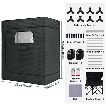 LUXOAK Portable for home Steam Sauna Tent for Two - No Electricity Needed, Quick Setup & Compact Design with Ventilation System, Spacious Interior for Couples, Gym, Spa, or Personal Use - Ideal for Home, Travel, or Commercial