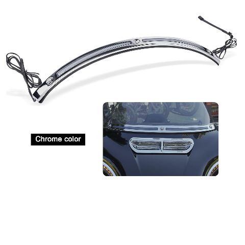 Running Turn Signal Windshield Windscreen Trim Fit for Harley 2014 Touring Electra Glide Street Glide Ultra Limited (Chrome Windshield Trim, LED Running/Turn Signal, Smoke Lens)