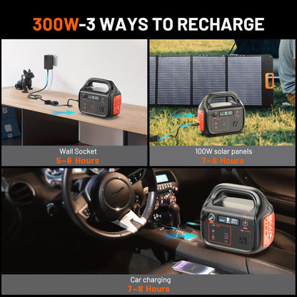 Portable Power Bank with Solar Panel, 293Wh/300W, Suitable for Family Emergency Outdoor Hunting Camping RV Trip, Vehicle Emergency & Backup Power, Portable Generator for Camping, Portable Power Station with Solar Panel, Solar