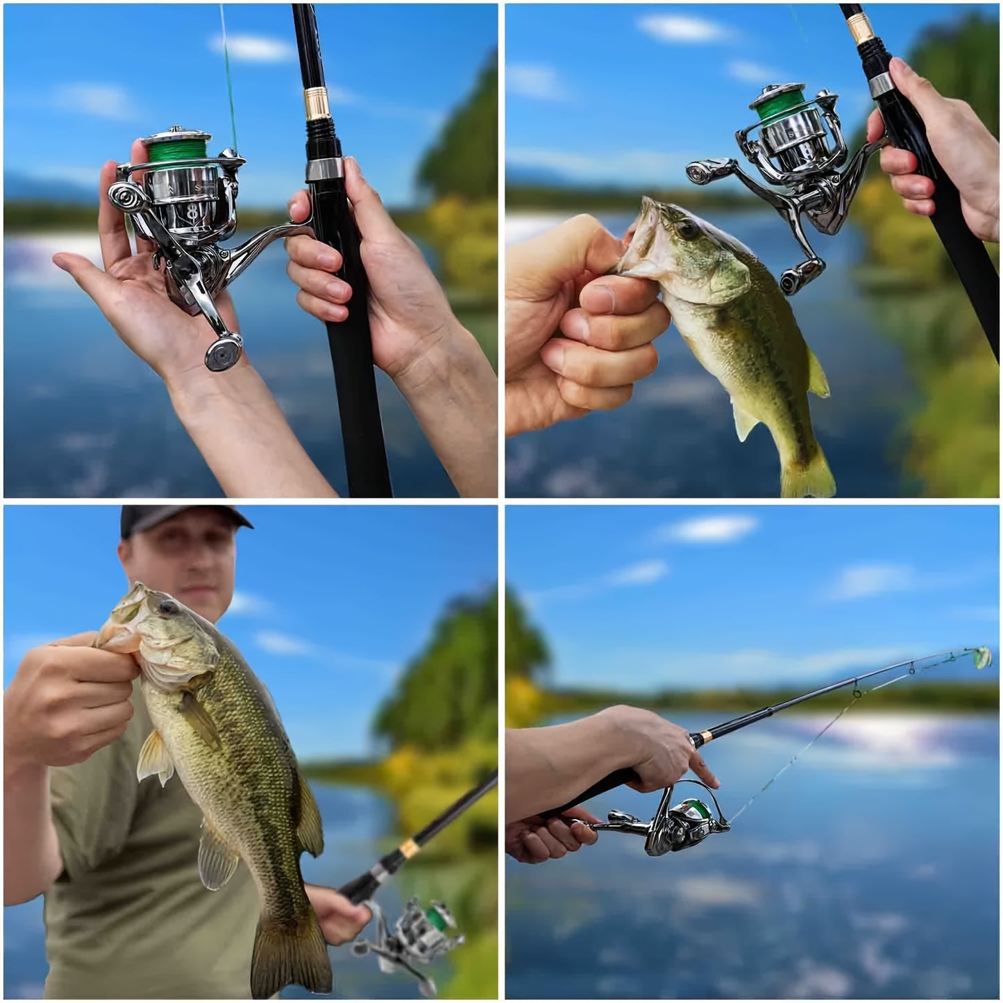 SOUGAYILANG Heavy-Duty Carbon Fiber Fishing Rod & Reel Combo with 5.0:1 Gear Ratio Spinning Wheel, Medium Power Fast-Retraction Line System, Complete Lure Kit (Hooks, Beads) - All-in-One Freshwater Bass Pike Trout Fishing for
