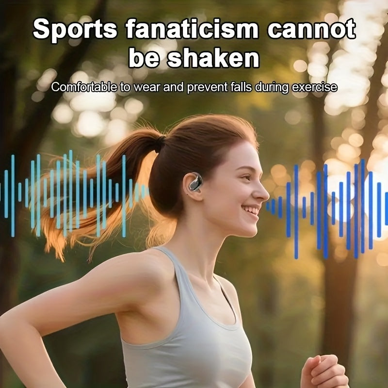 2025 new TWS wireless earphones, long battery life, large capacity charging box, smart digital display, ergonomic ear hook design, suitable for study/phone/business/music/driving/cycling, multi-device compatible with mobile p