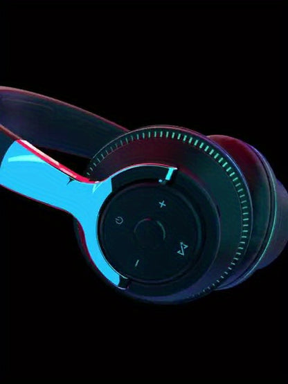 Wireless Headphones, Portable Over Ear Headphones 24 Hours Playtime, With Mic, Clear Calls, FM Radio, Soft-Earpads, LED Light, Support TF Card Play And 3.5MM AUX Cable Wired Connection, Foldable For Travel Home Office Cellpho