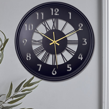 One 16-inch large wall clock, silent with no ticking sound, battery-powered digital clock, industrial metal indoor clock, suitable for living rooms, kitchens, cafes, home decor - available in black, Golden, and Silvery
