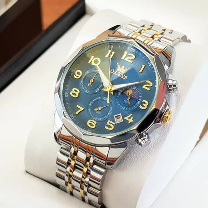 OLEVS Watches For Men Analog Quartz Dress Business Watch Day Date Stainless Steel Classic Casual Luxury Luminous Male Wrist Watches Golden/black/blue/white