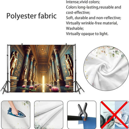 1pc, Ancient Egyptian Golden Hall, Polyester 71*91inch Party Banner, No Power Required, Easy to Hang Background Cloth, Suitable for Living Room, Bedroom, Office, Outdoor Durable Wall Hanging, Yard Decoration, Holiday Decorati