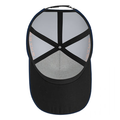 Dark Blue-Orange Football Wolf Player Flame Graphic Fan Baseball Cap - 100% Polyester Breathable Adjustable Comfort Cap