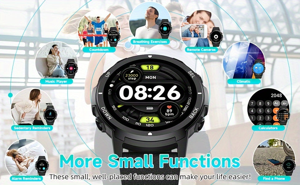 S52 Smart Men'S Watch, 1.39" Smartwatch with Wireless Calling, Sleep Monitoring, 110+ Sports Modes, Compatible with Android/iPhone, USB Charging, Alloy Body, TFT Screen, Lithium Battery-Polymer 300mA