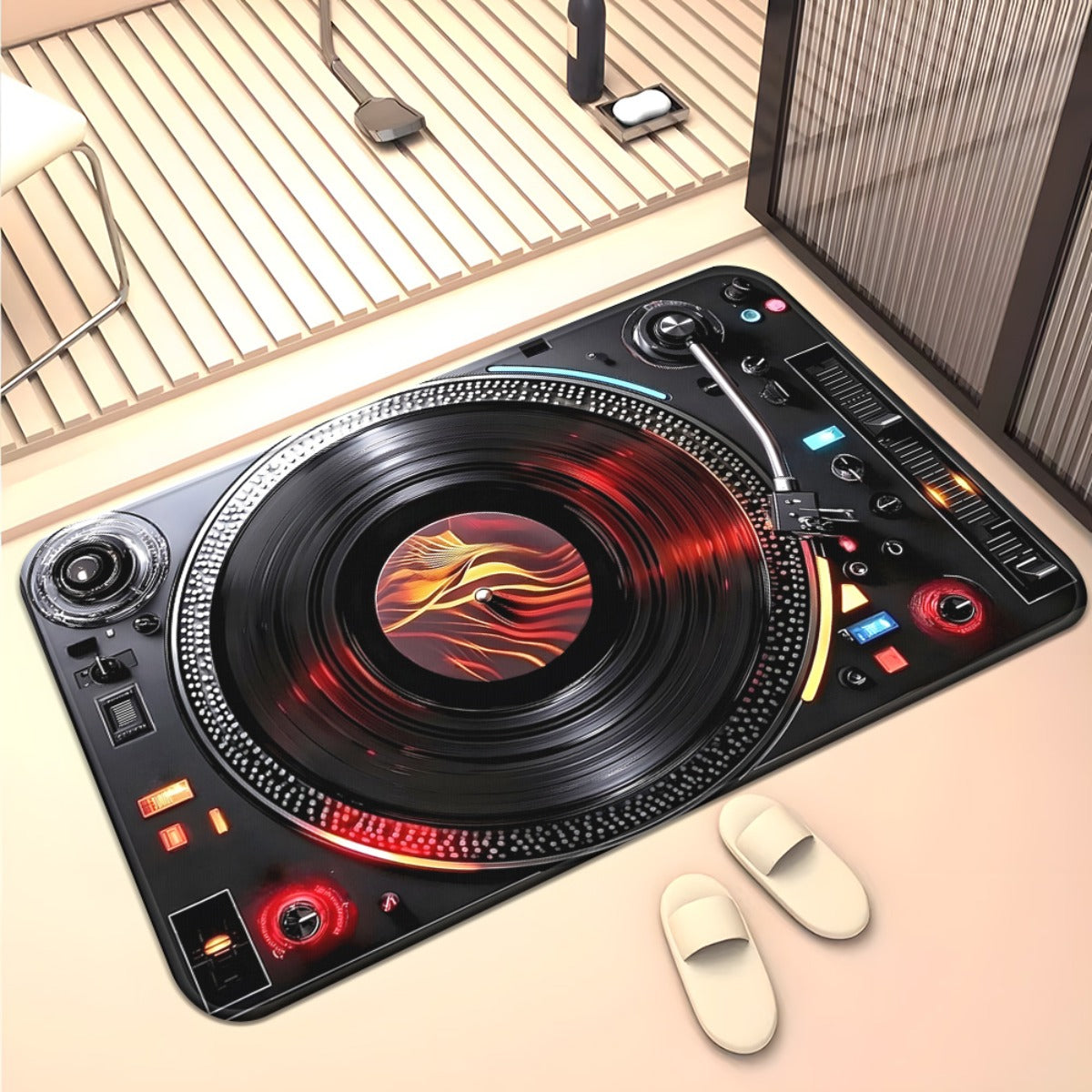 One Piece of Music Player Door Mats Made of 700Gsm, Featuring a Non-Slip Design Suitable for Bathrooms. This Microfiber Rug Is Absorbent And Machine Washable, Perfect for Bedrooms, Living Rooms, Entrances, Camping, Picnics, A