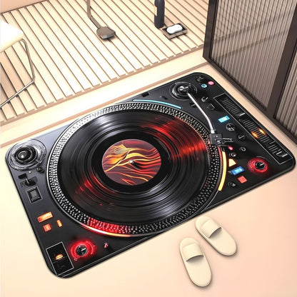 One Piece of Music Player Door Mats Made of 700Gsm, Featuring a Non-Slip Design Suitable for Bathrooms. This Microfiber Rug Is Absorbent And Machine Washable, Perfect for Bedrooms, Living Rooms, Entrances, Camping, Picnics, A