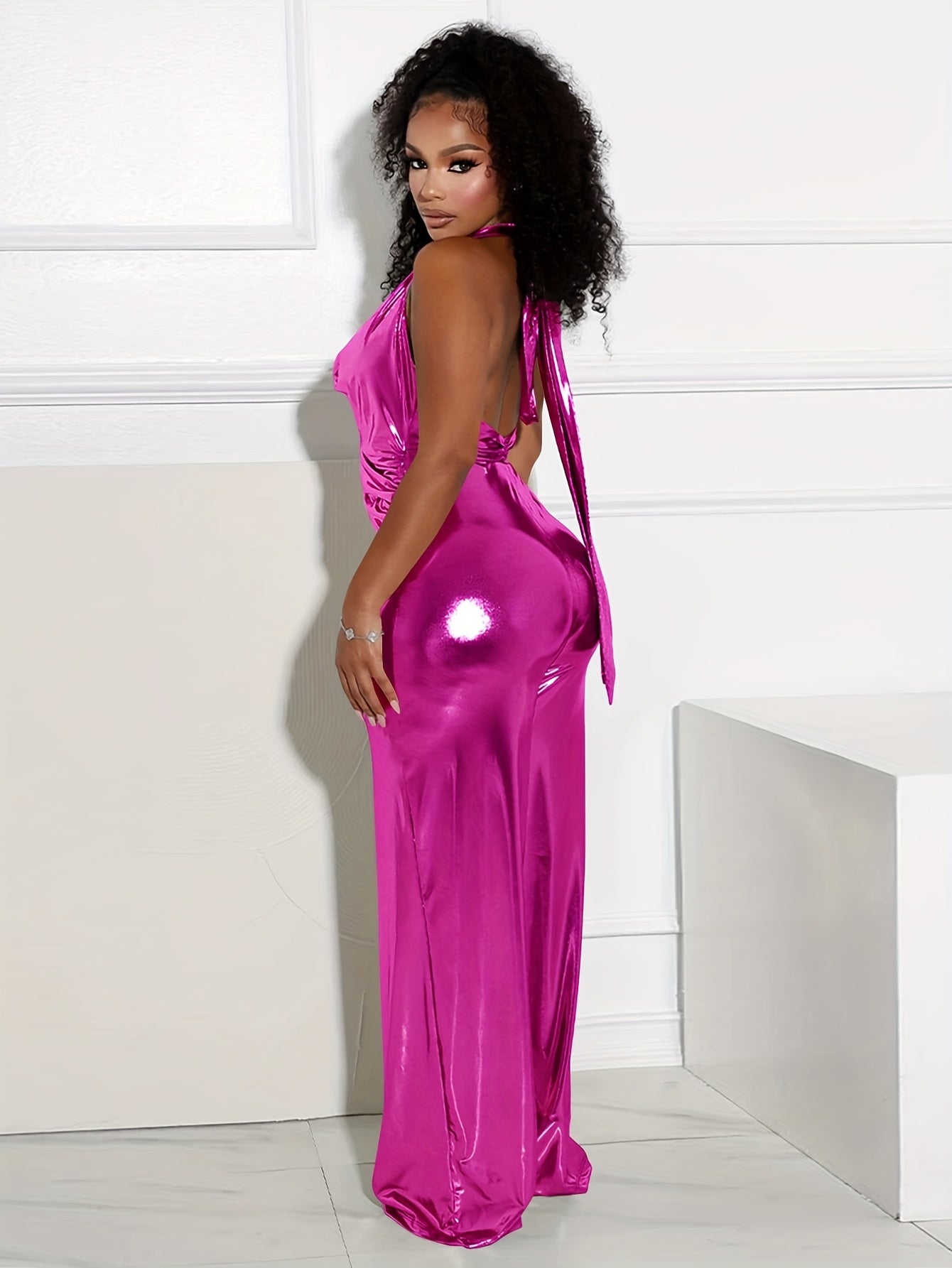 Fashion Women'S Clothing, Sequined Jumpsuit Neck Sleeveless Pleats