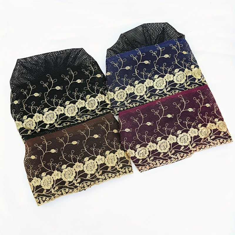 2pcs Women'S Embroidered Floral Breathable Stretch Headwrap | Multi-color Elastic Casual Cute Bohemian Muslim Turban for Hair Covering and Daily Wear