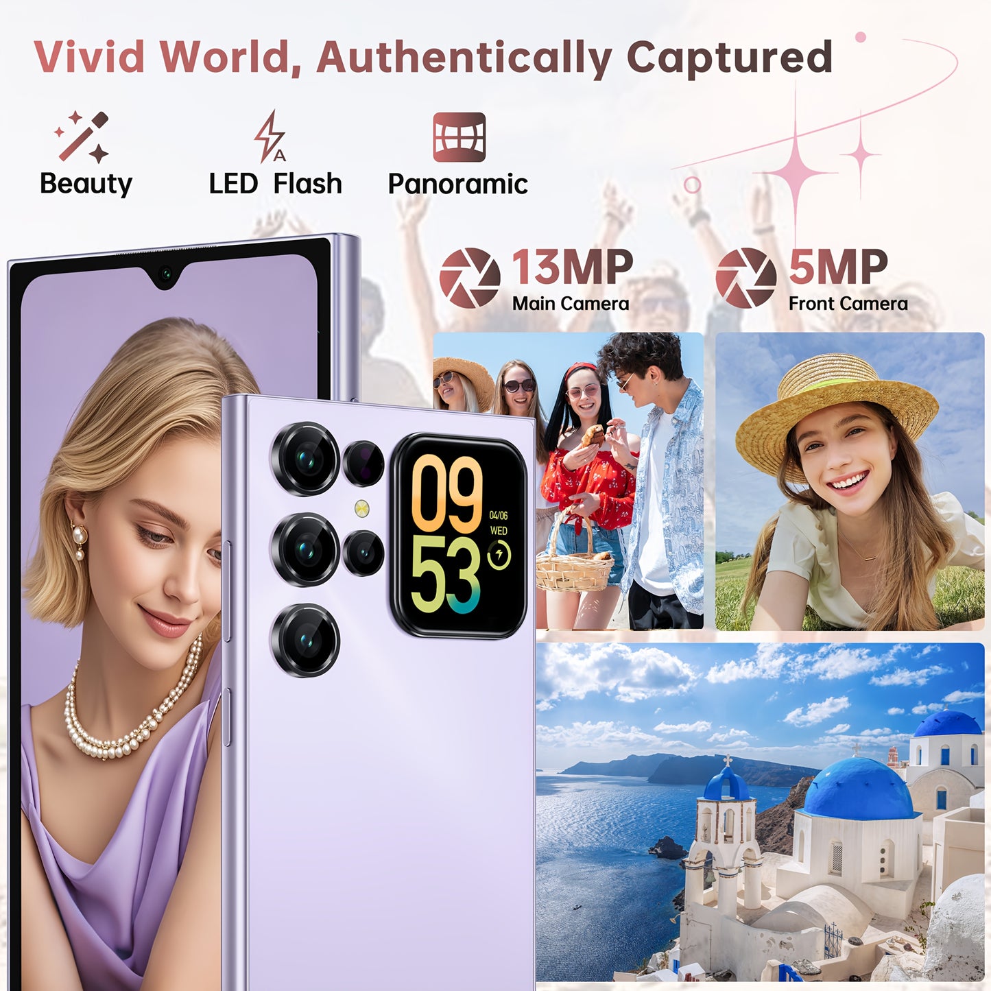 [T-Mobile ]OUKITEL C62 Android 15 Mobile Phone, 16GB + 128GB Globally Unlocked Version, 6.88" 90Hz Display, 1.81" Rear Screen, 5150mAh, 13MP + 5MP/dual SIM Card/fingerprint/facial Recognition, Perfect Festive Gift, Fashionabl