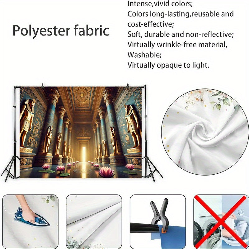 1pc, Ancient Egyptian Golden Hall, Polyester 71*91inch Party Banner, No Power Required, Easy to Hang Background Cloth, Suitable for Living Room, Bedroom, Office, Outdoor Durable Wall Hanging, Yard Decoration, Holiday Decorati