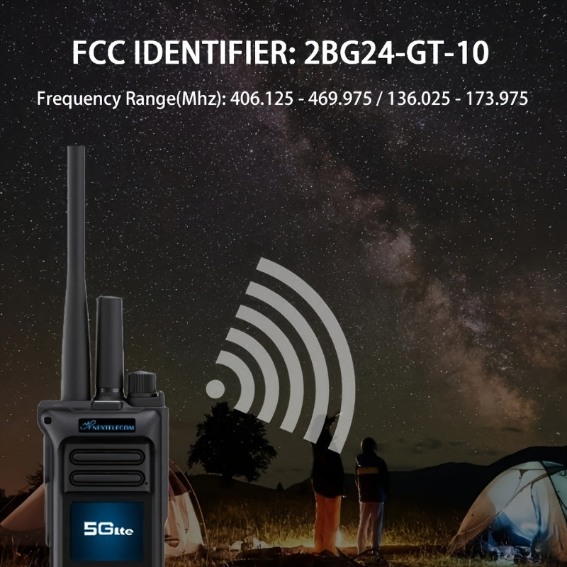 GT-10 Dual Mode 5G/UHF Walkie Talkie with SIM Card Unlimited Range Cellular Network PoC Two Way Radio Dual PTT GMRS FM 8000mAh AES256 Repeater Type-C Charging MON
