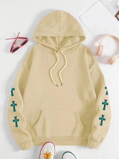 Women's Christian Bible Verse Hooded Sweatshirt "This Is How I Fight My Battles" with Cross & Prayer Hands Print - Winter Warm Hoodie, Long Sleeve Religious Apparel for Church, Prayer Meeting & Christmas (Gray) - Casual Faith