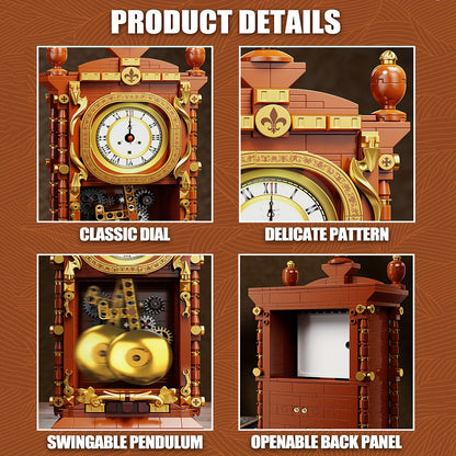 700+pcs Creative Clock Model • Building Blocks Set • Retro Swaying Clock • Alarm Function • Desktop Decor • Gift for Ages 6+