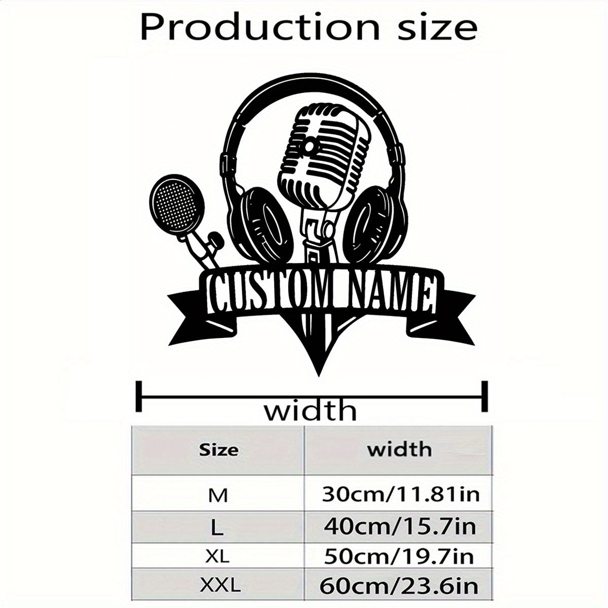 2D Flat, 1pc Customizable Metal Sign with Headphones & Microphone Silhouette Wall Art - Personalized Name Banner, Durable Iron Wall Decor for Home Studio, Living Room, Outdoor Patio - Music-Themed Decorative Accent, Metal Wal