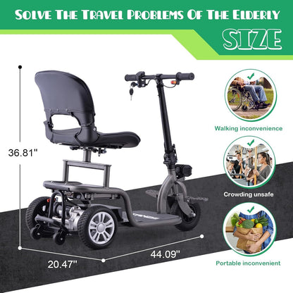 Premium Big Wheel Mobility Scooter for Seniors Adults, Electric Scooter with16'' Front Wheel, Adjust Height Seat and Foldable Handlebar, Led Lights, Max Load 300lb, Charger Included