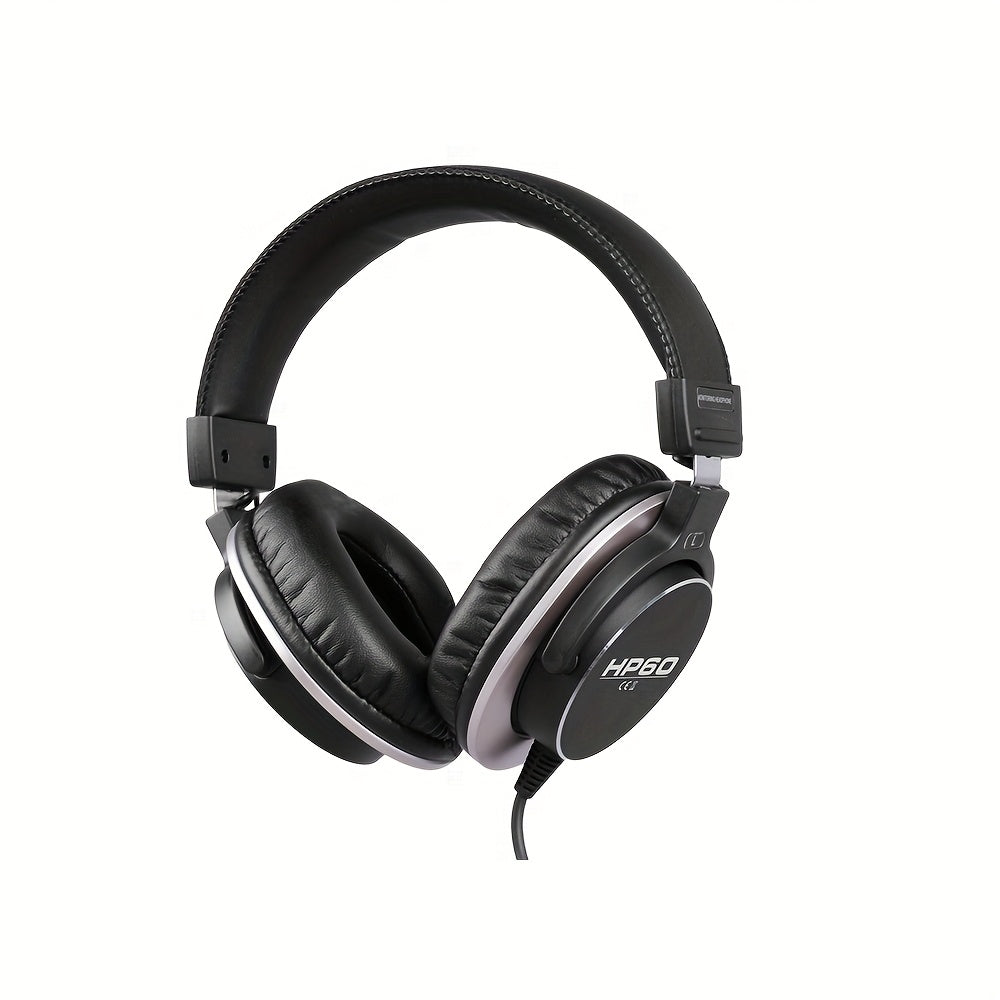 HP60 Professional DJ Monitor Headphones Closed-Back Headphones with 3.5mm + 6.35mm Plug, Rich High Treble, Suitable for DJs, Recording Studios, and Music Production Equipment, Studio Headphones, Closedback Design, Durable Hea