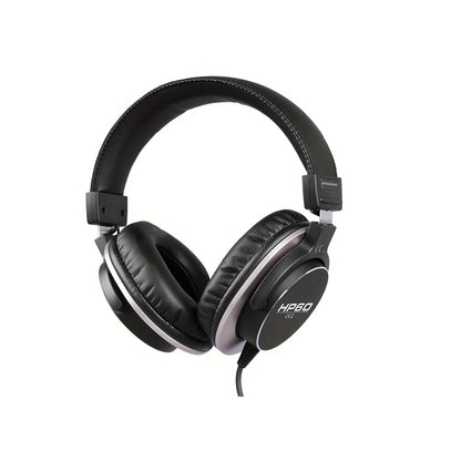 HP60 Professional DJ Monitor Headphones Closed-Back Headphones with 3.5mm + 6.35mm Plug, Rich High Treble, Suitable for DJs, Recording Studios, and Music Production Equipment, Studio Headphones, Closedback Design, Durable Hea