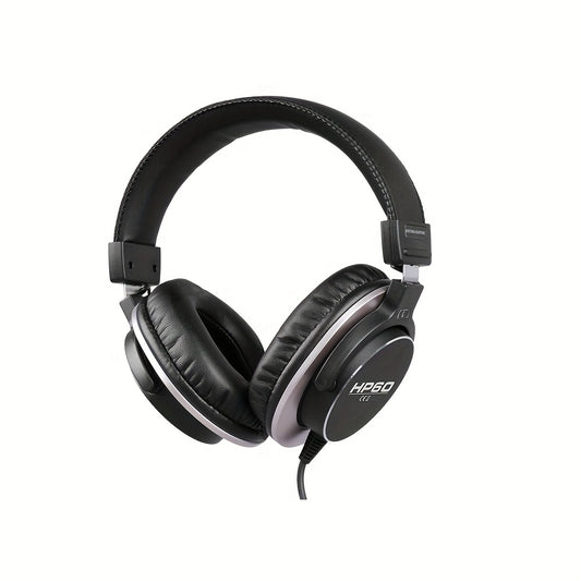 HP60 Professional DJ Monitor Headphones Closed-Back Headphones with 3.5mm + 6.35mm Plug, Rich High Treble, Suitable for DJs, Recording Studios, and Music Production Equipment, Studio Headphones, Closedback Design, Durable Hea