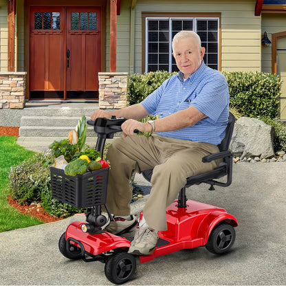 ENGWE Folding 4-Wheel Mobility Scooter, 250W Motor, 24V 12Ah Battery, 15.5-Mile Range, 8" Solid Tires, 265 lbs Capacity, Detachable Basket, Front Light, Compact & Portable for Travel, Shopping, Perfect Gift for Mom's Special