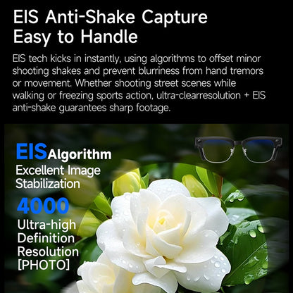New Smart AI Glasses for Photo And Video Recording, with 800W Pixel Ultra-wide Camera, High-definition Video 1080P, Anti-shake for Photography And Video, Blue Light Blocking, Dual-mic Noise Reduction, AI Voice Control, Wi-Fi