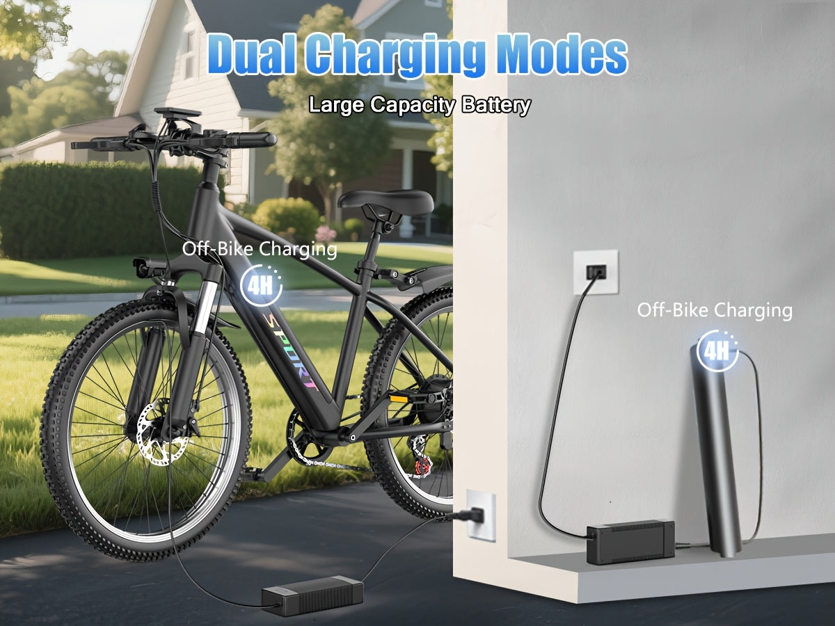 Electric Bike For Adults, 749W Motor Peak Ebike, 480Wh Removable Battery E Bike, Max 45Miles 25MPH, 26" Electric Mountain Bike, 7-Speed & Front Suspension, Electric Bicycle For Commute