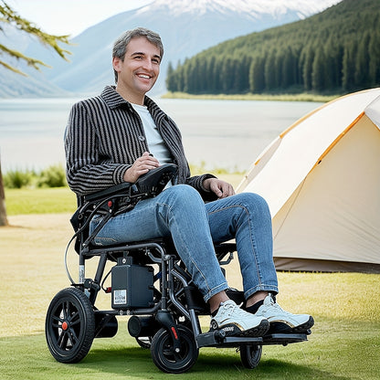 All-Terrain Foldable Smart Chair - 15+ Miles Range, 360° Smart Joystick, Dual Motor Power! for Seniors & Adults