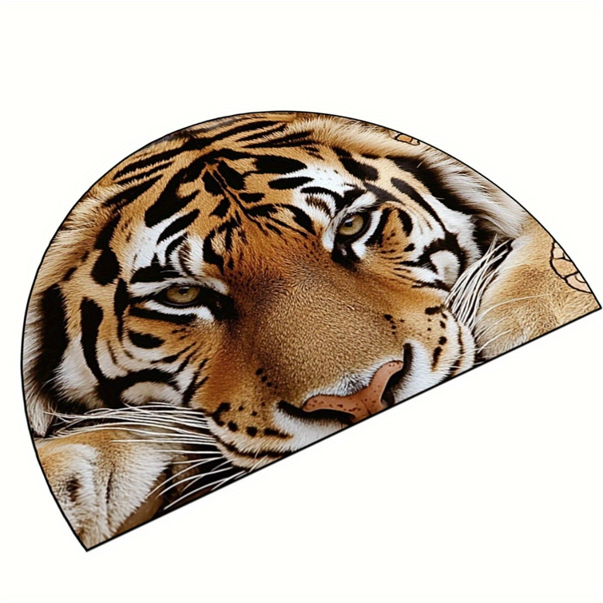 1pc Realistic Tiger Face Semi-Circle Door Mat - Non-Slip Backing, Hand Washable 100% Indoor Entry Mat for Bathroom, Living Room, Bedroom, Entryway - Reusable Semi-Circular Floor