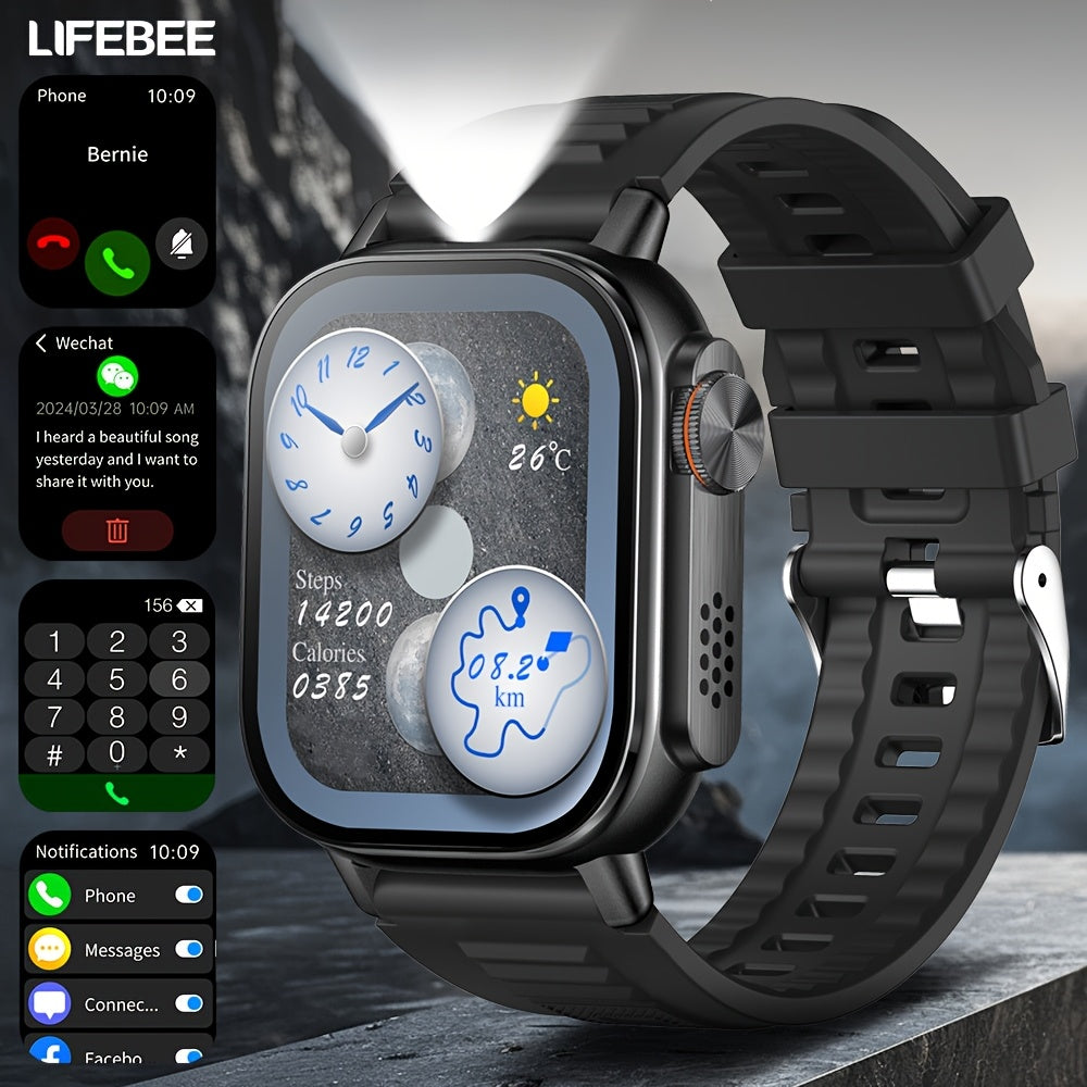 LIFEBEE New Smart Watch Full Screen Smartwatch Wireless Calling with Automatic Motion Recognition 100+ Sports Modes, Sports Watch 630mAh USB Rechargeable Battery, Step Counter, Compass Ideal for Outdoor Enthusiasts, Men & Wom
