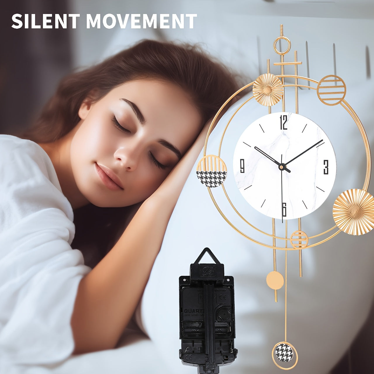 1pc Modern Minimalist Large Wall Clock with Black & Golden Face - Large Easy-to-Read White Hands, Black/White/Golden Iron Frame, Quiet Sweep Movement, Shut-Off, - for Home, Office, Restaurant Decor - Elegant Modern Home Decor