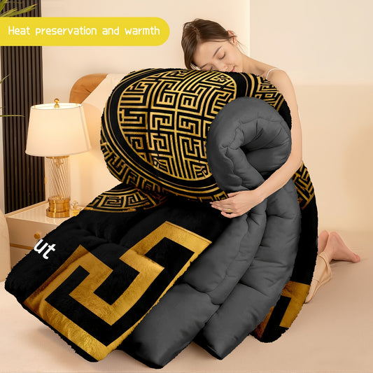 3pcs Chinese Style Pattern Bedding Set - Soft, Warm, Hypoallergenic, Wrinkle & Fade Resistant, Easy-Care, Queen/King/Full Size, Milk Velvet, Quilted, Machine Washable, Ideal for Bedroom Home Decor, All-Season Comfort, Bedroom