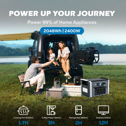 Portable Solar Battery Kit 2048Wh/2400W LiFePO4 Battery & 400W/200W/100W Solar Panels Bundle - Pure Sine Wave Inverter, /-C/-A Power, Heavy-Duty Off-Grid System for Home, RV, Camping, Emergency Backup (Low-Maintenance Lithium